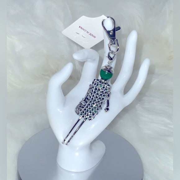 Women Car Key Holder, Bag Charm. Little Doll With Rhinestones and Pearl. - Picture 3 of 4
